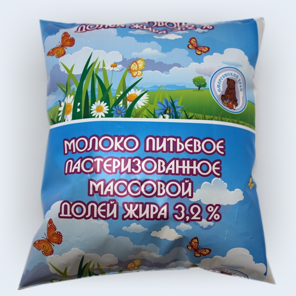 Молоко м.д.ж. 3,2% п/эт пакет