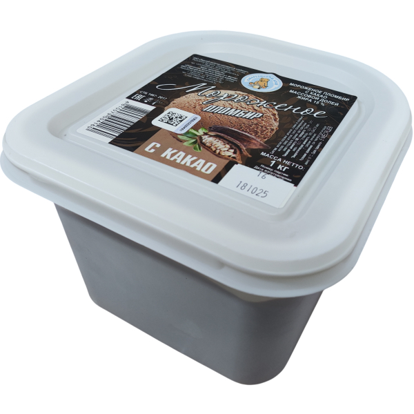 Мороженое пломбир с какао м.д.ж. 15% фасованное